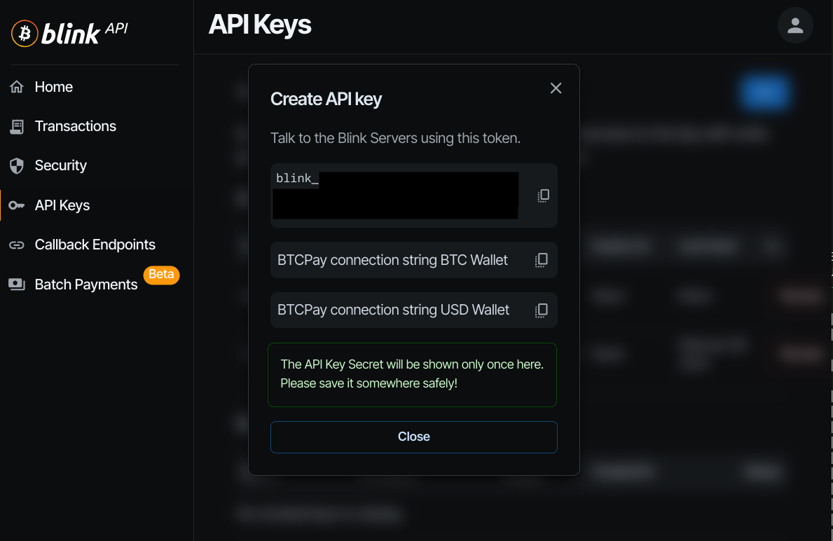 Create an API key in the Dashboard