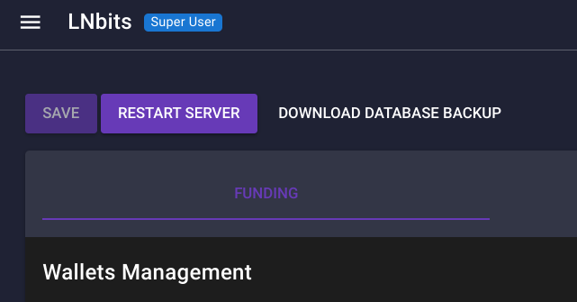 LNbits super user